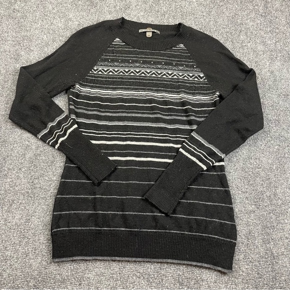SMARTWOOL Women’s Ethno Graphic Sweater Black/Grey merino wool blend size Medium - Picture 1 of 6